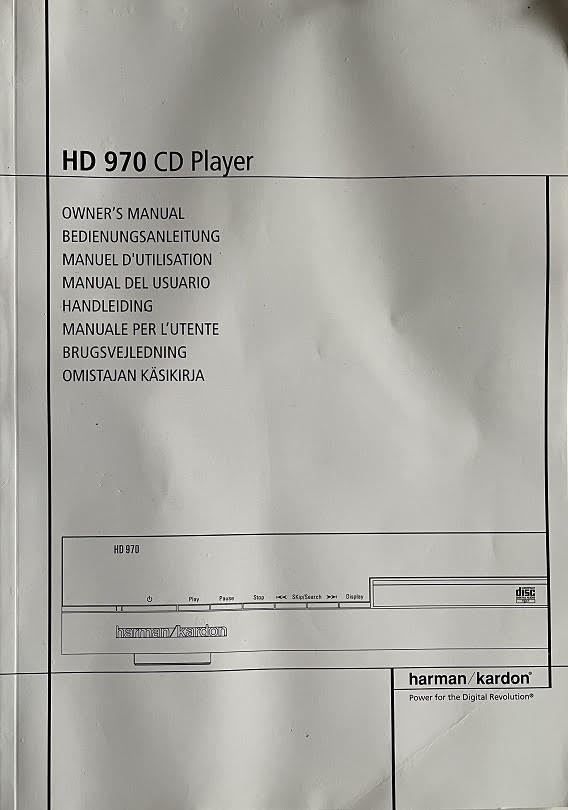 HD970 CD Player - bruksanvisning. Normale slitasjemerker, meget god stand.