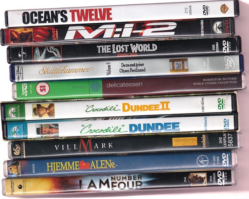 Lots 10 brukte dvd filmer, se foto