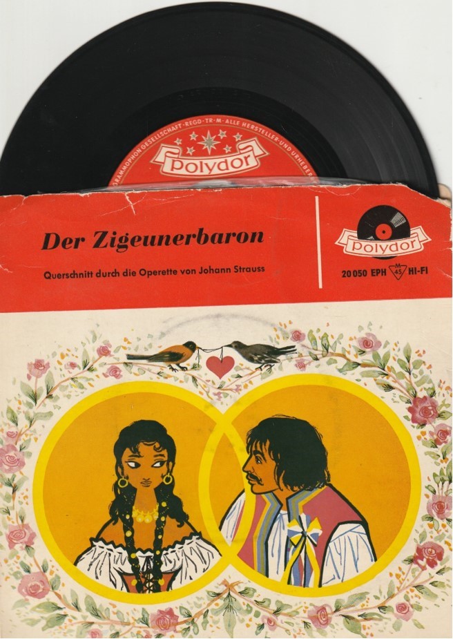 Grosser Chor und grosses Operetten-Orchester - Der Zigeunerbaron (Johann Strauss).  Ukjent utgivelsesår.  Slitt cover, ripete plate.